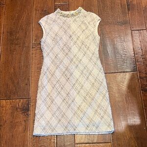 Vince Camuto Cream and Gray Tweed Mini Dress